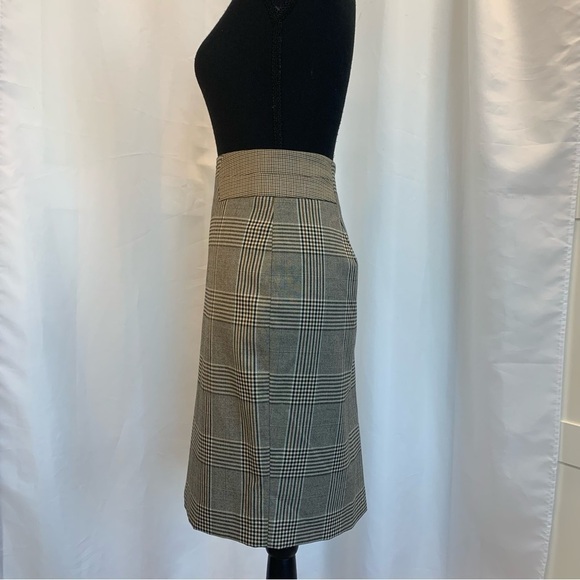 THE Limited brown black cream plaid check pencil skirt stretchy Sz 8 - Picture 4 of 14